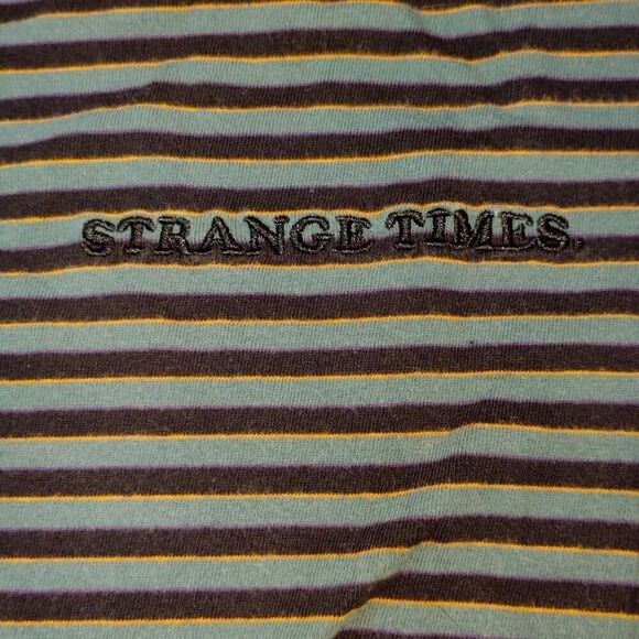 Strange Times Men's Black & Blue Striped T-Shirt - XL - Picture 2 of 4